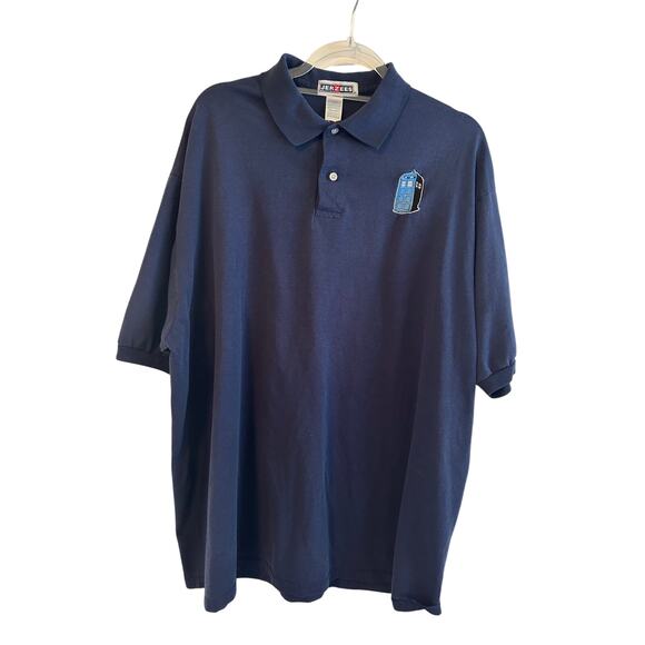Dr. Who Tardis Embroidered Logo Patch Navy Polo Size 2XL XXL Jerzees - Picture 1 of 5